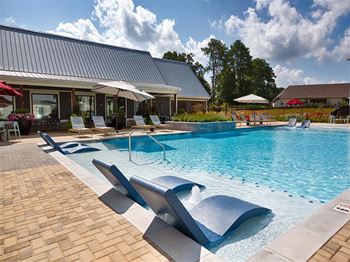 Pool area with in water sunbeds